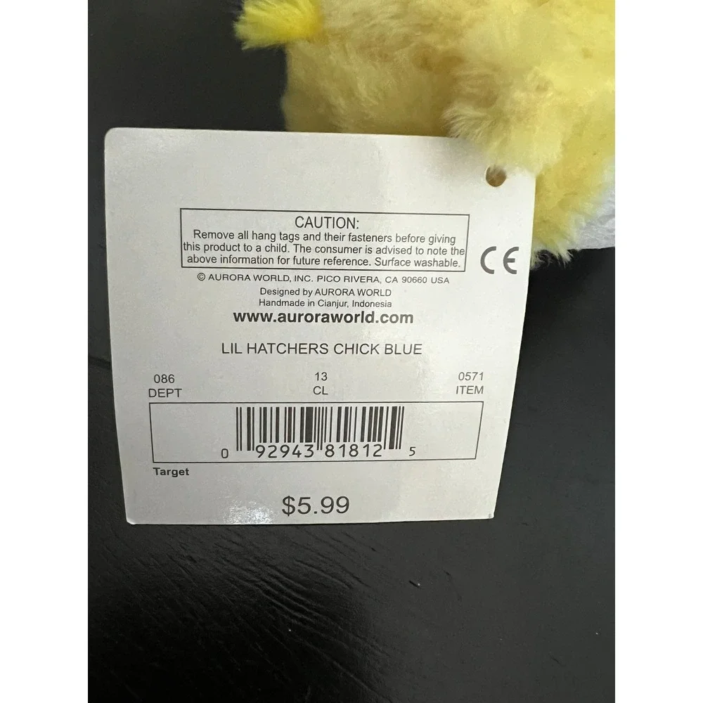 Aurora Lil Hatchers Chick Plush Small Yellow Blue Brand New Easter Egg Toy